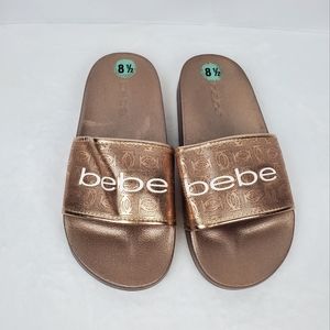 Bebe Bronze Slide Slippers Women 8.5